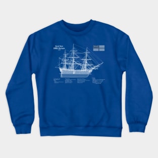 HMS Victory ship plans. Lord Nelson flagship - ABDpng Crewneck Sweatshirt